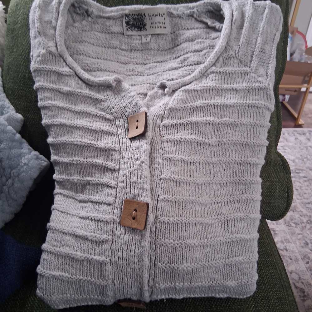 Habitat Women's 100% Cotton Cardigan Gray Sweater S